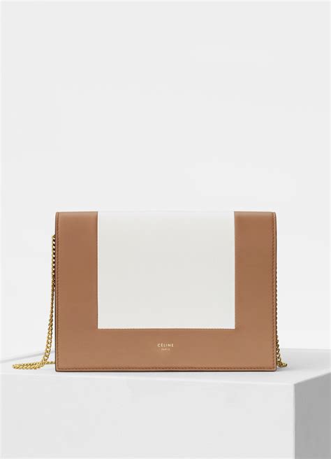 celine frame evening clutch on chain in bicolour smooth lambskin|CELINE Smooth Lambskin Frame Evening Chain Clutch Grey .